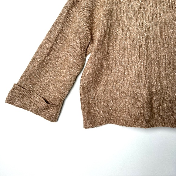 Anthropologie Oversized Maggie Cuffed Bell Sleeve Deep V Neck Wool Blend Sweater - Picture 14 of 15